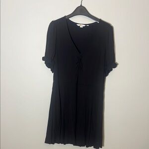 Boden Black V-Neck Ruffled Dress